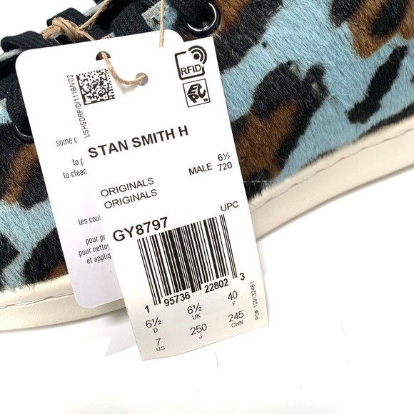 Adidas Originals Stan Smith H Leopard Skytint Black White GY8797 Mens Size 7 - Picture 8 of 8